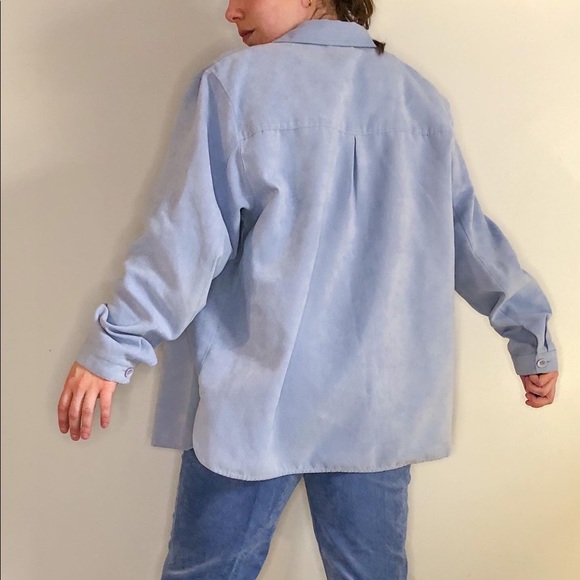 Vintage pastel blue faux suede shirt jacket - Picture 3 of 5